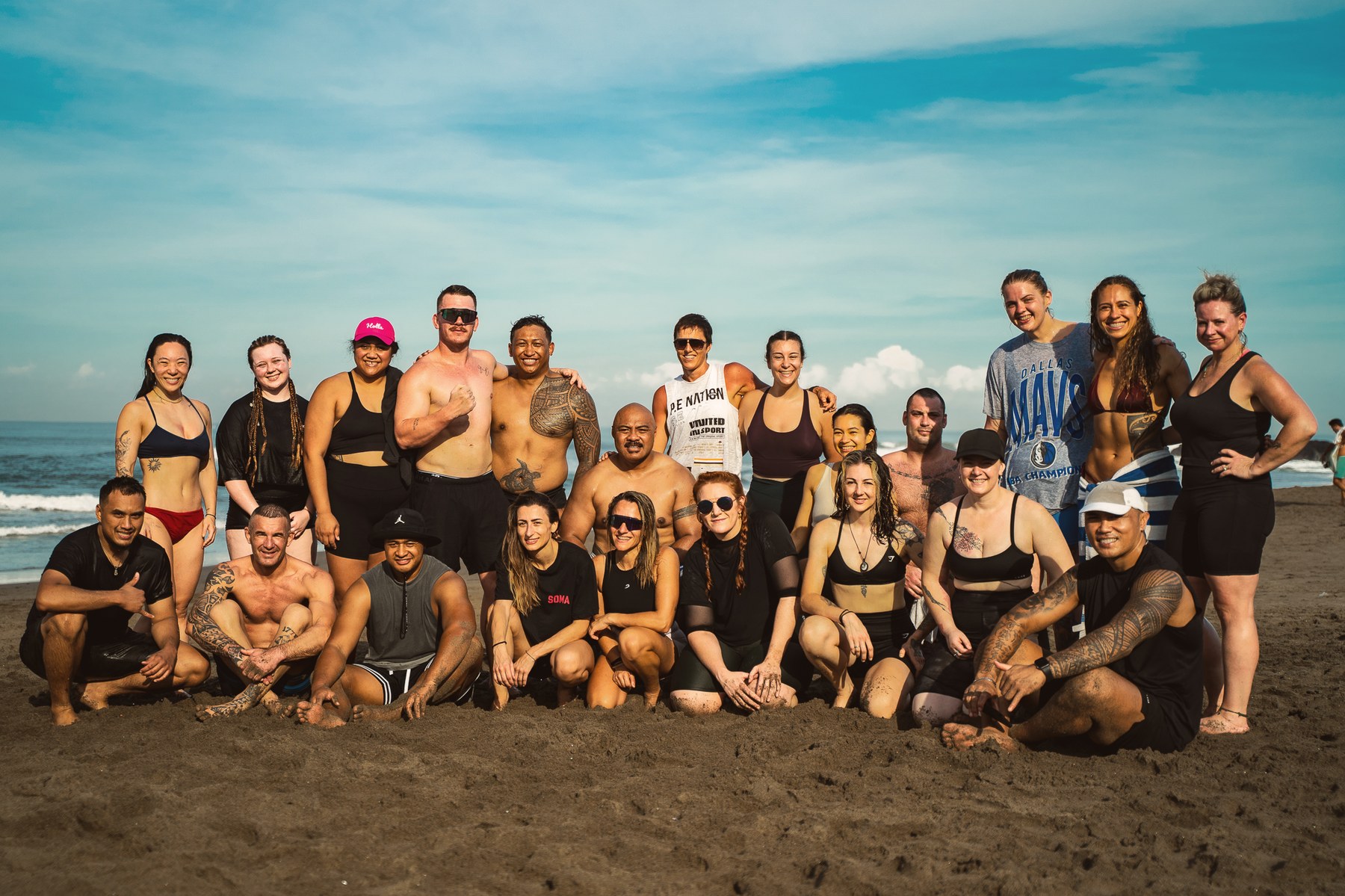Full retreat group on the beach