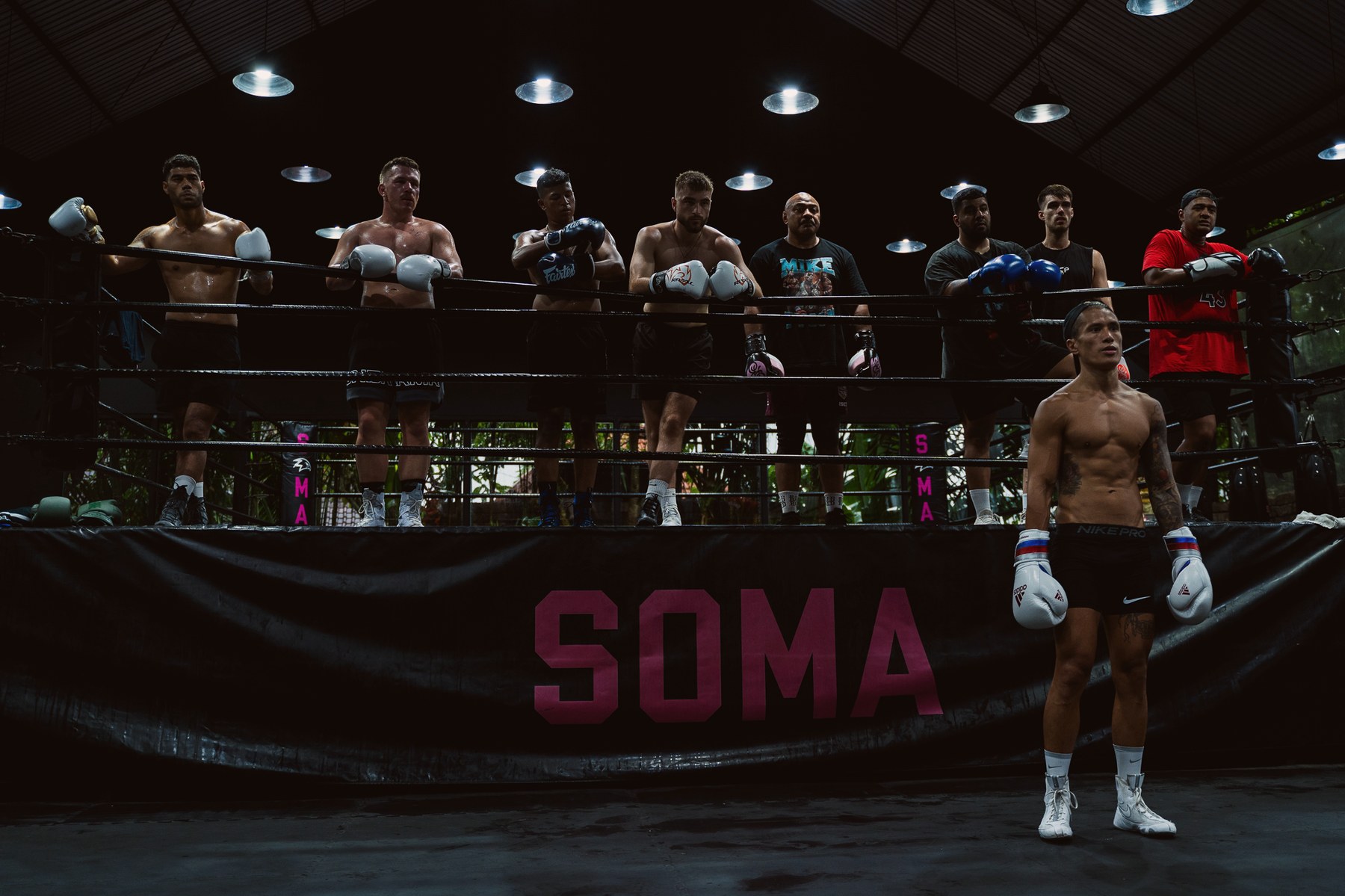 Fighters lined up at the SOMA ring